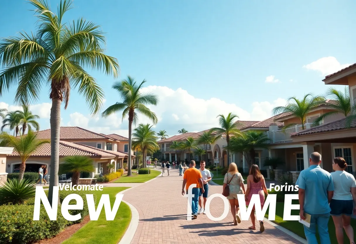 A vibrant Florida neighborhood inviting to new residents.