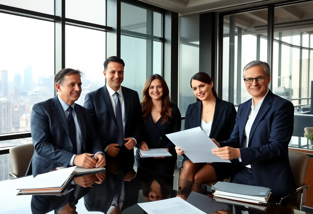 Lawyers at Woods Lonergan PLLC collaborating in their office in New York City.