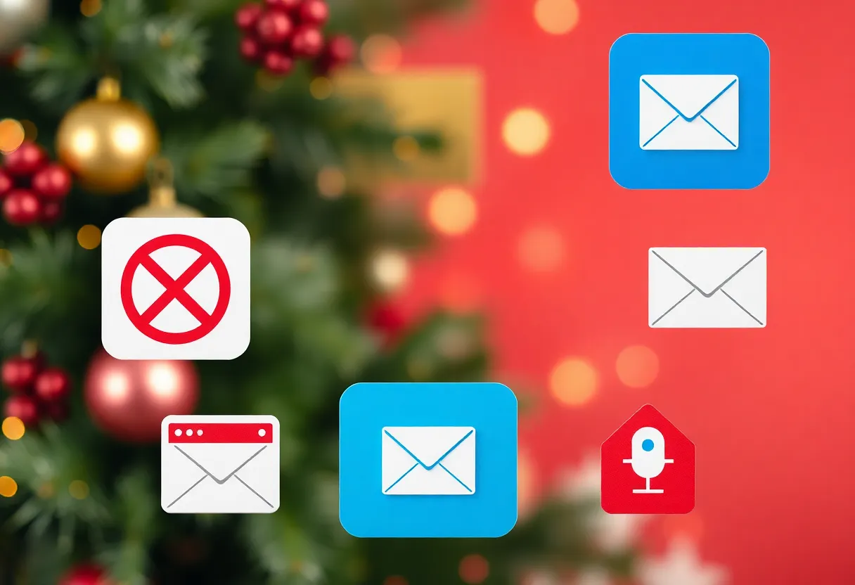 Collage illustrating AI-generated scams for online shoppers during the holiday season