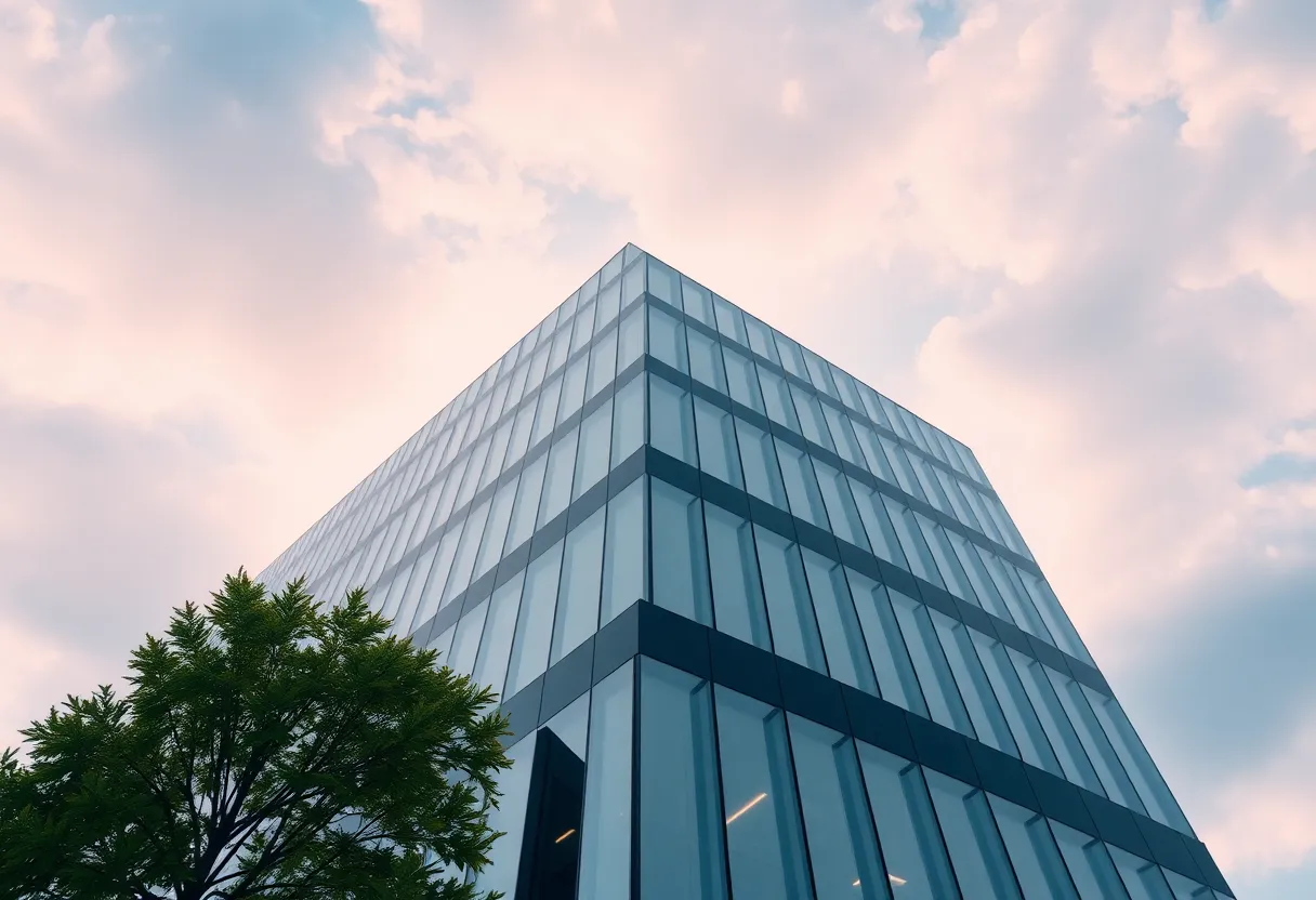 Exterior view of a modern financial service building symbolizing stability.