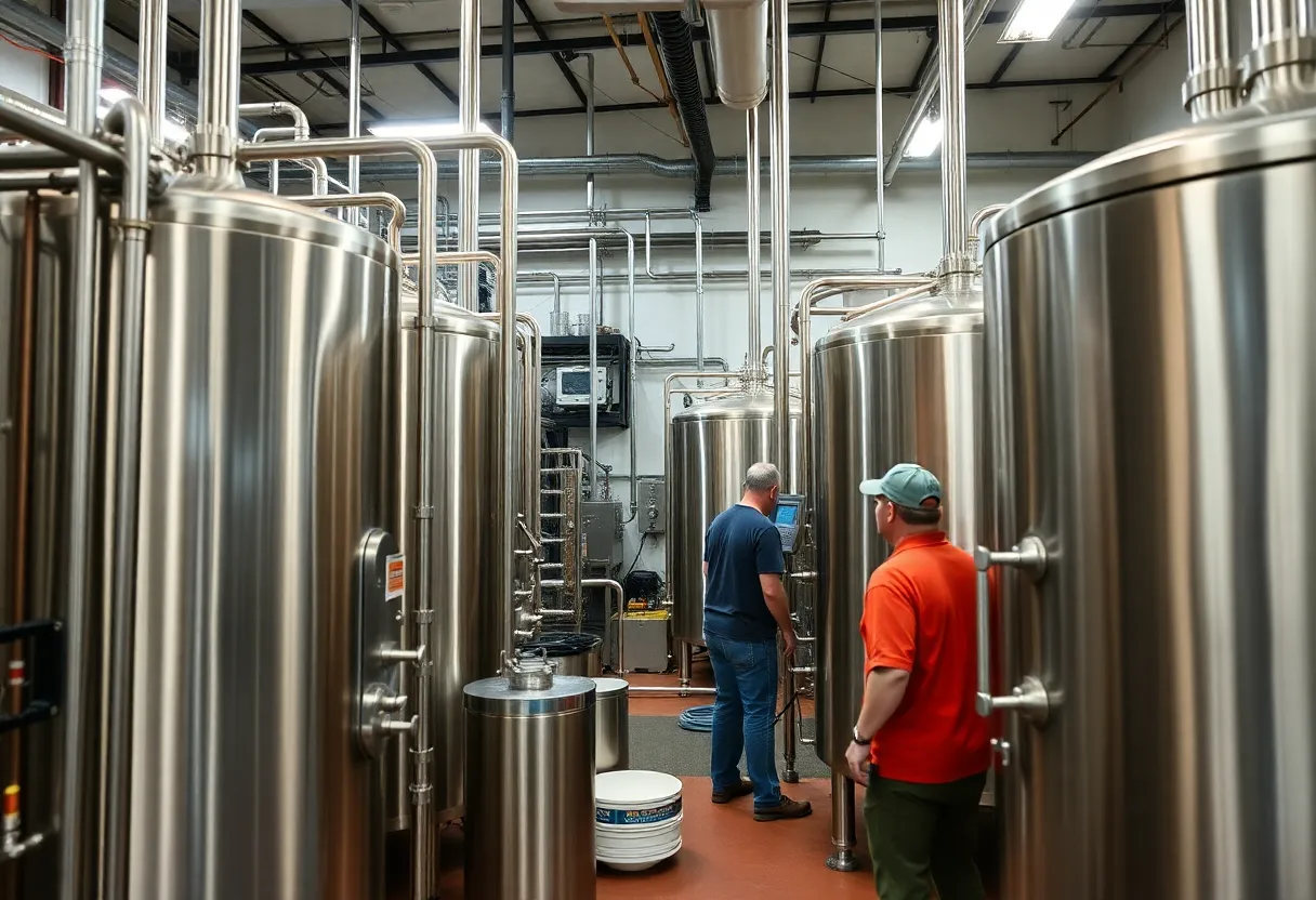 Modern brewing equipment at Baldwinsville Brewery