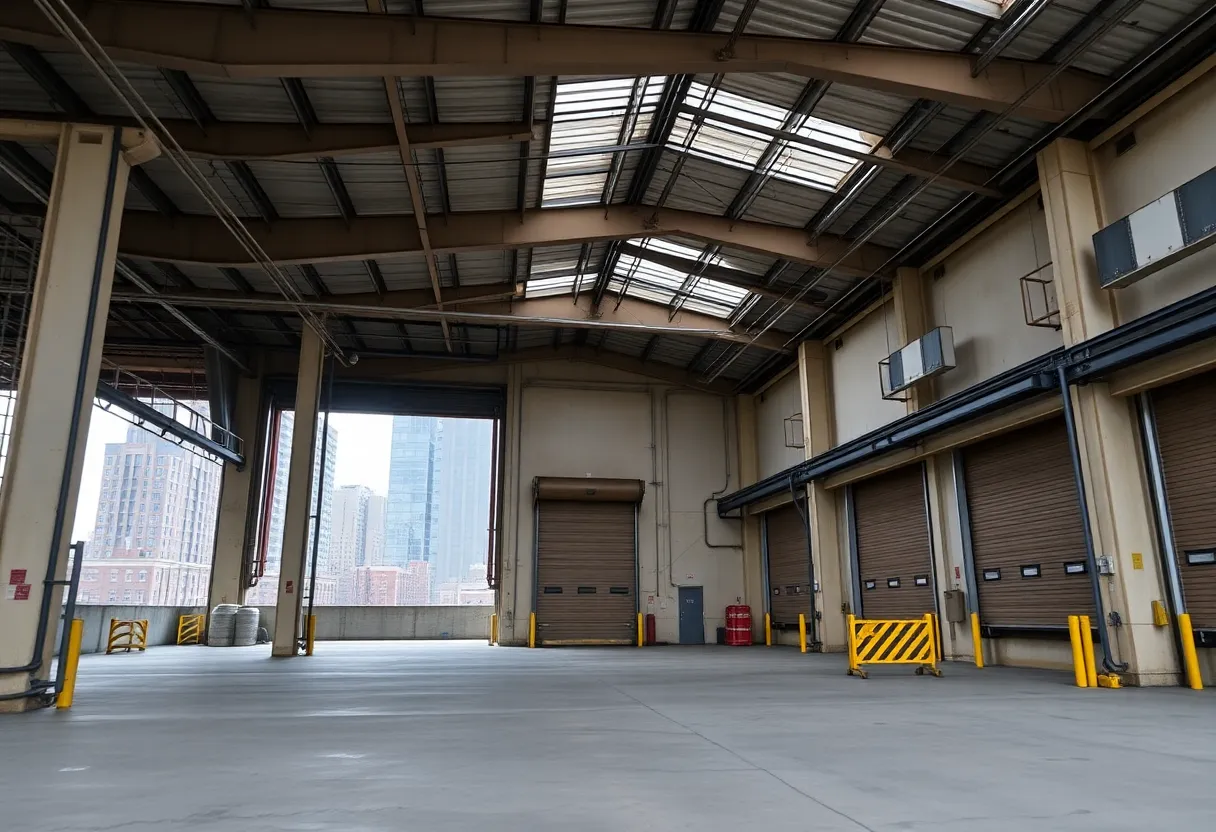 Image of an industrial building in the Bronx featuring loading docks.