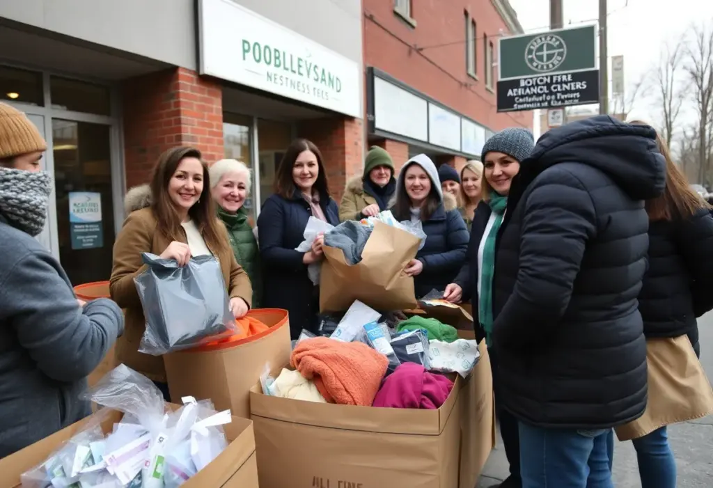 Community members in Buffalo, NY participating in a donation drive.