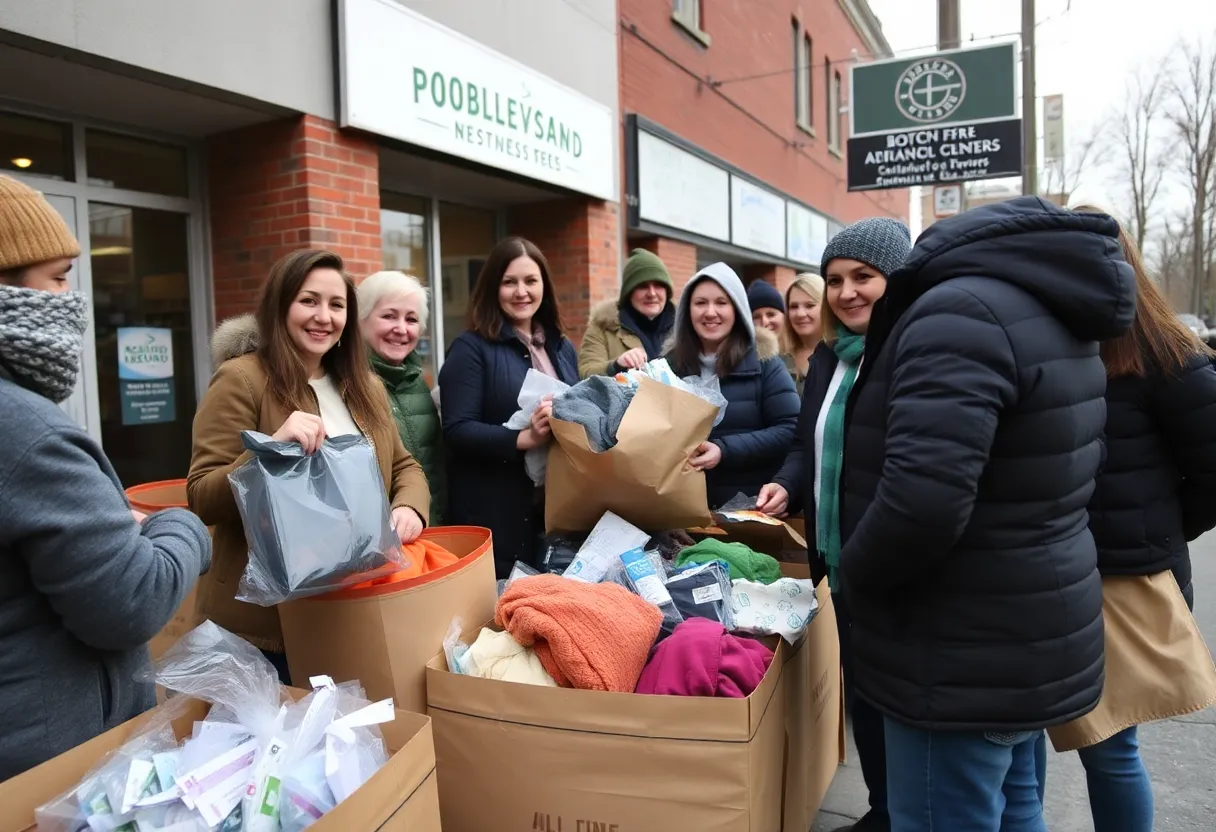 Community members in Buffalo, NY participating in a donation drive.