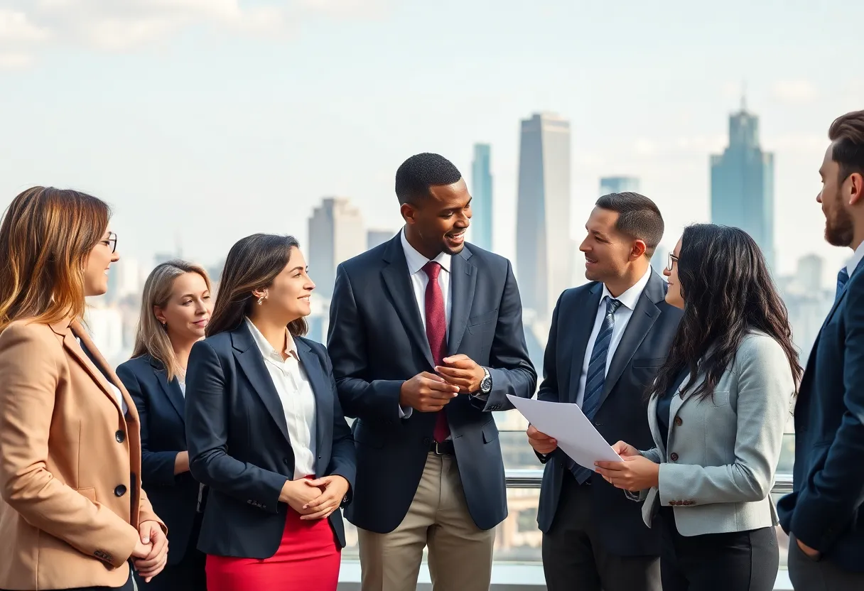 Diverse business leaders engaged in a discussion in New York City