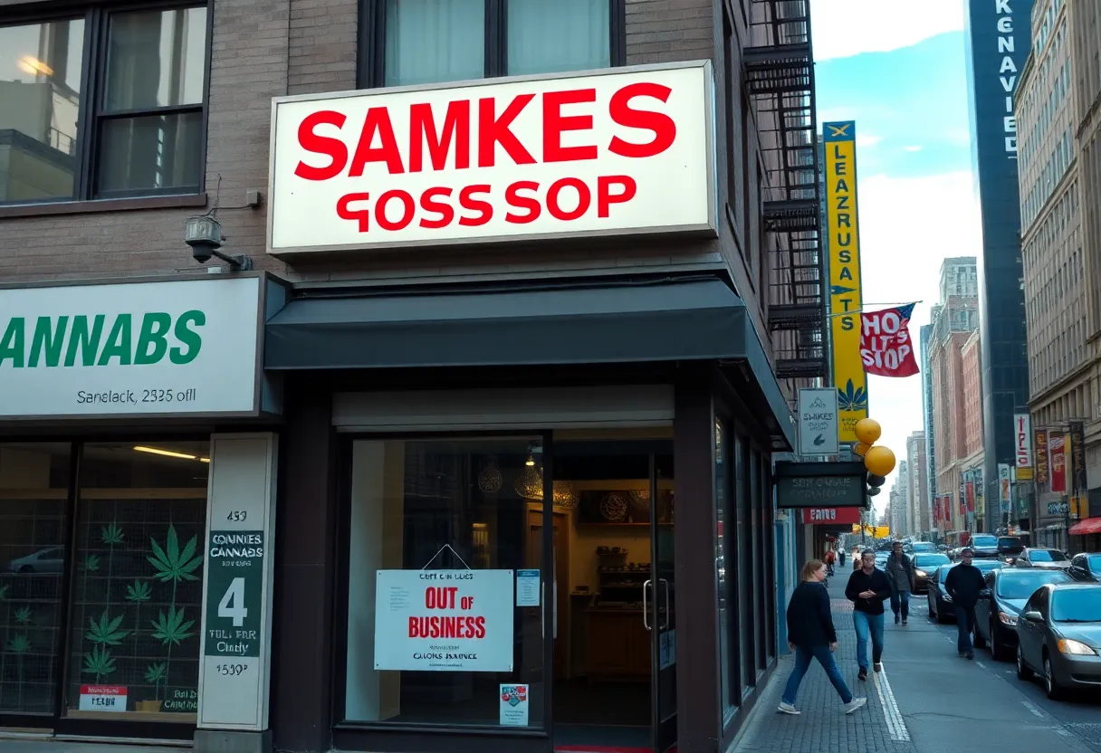 Closure sign at an illegal smoke shop in New York City