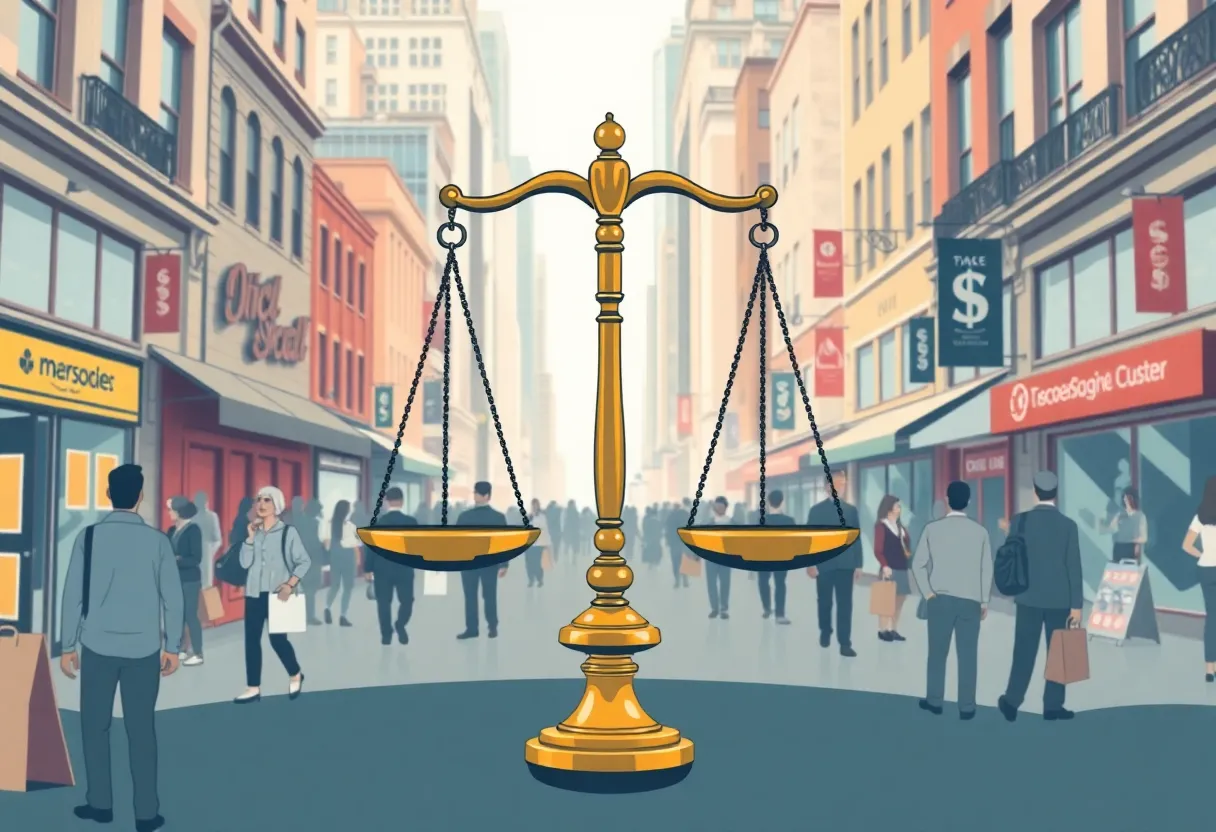 Illustration representing fairness in business practices with a balanced scale.