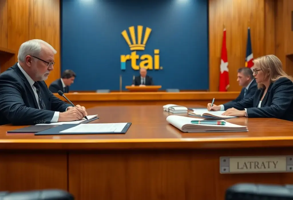 Courtroom scene relating to Costco lawsuit over tariffs