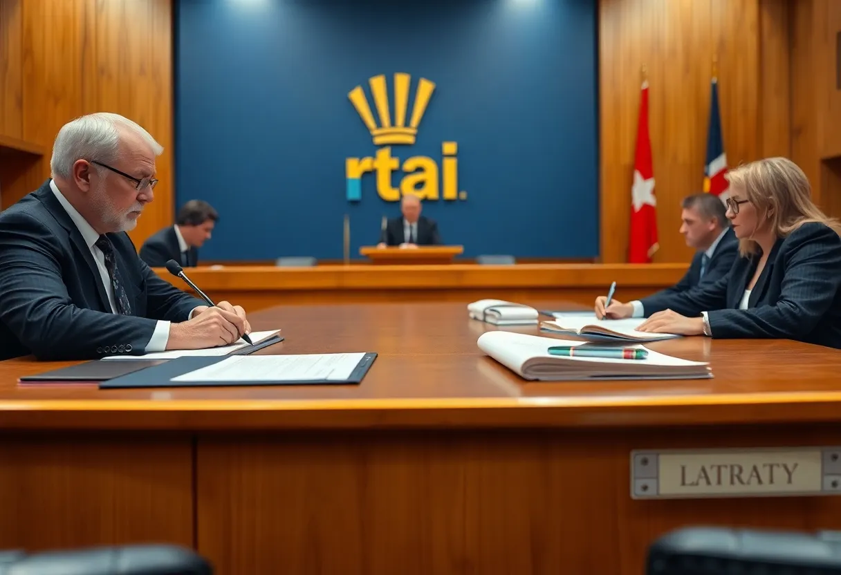 Courtroom scene relating to Costco lawsuit over tariffs