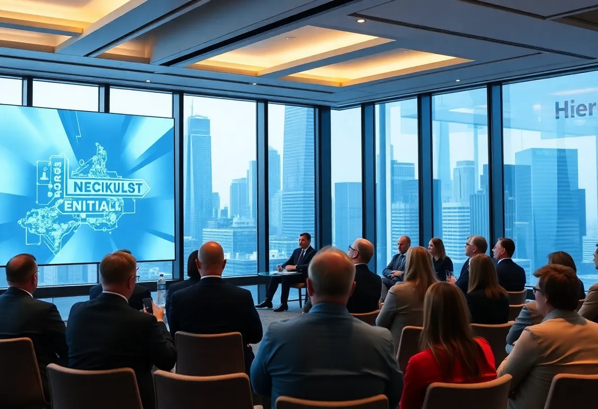 Industry leaders at the DealBook Summit discussing business strategies.