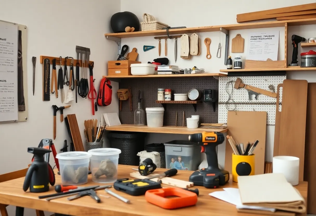 Organized DIY home repair tools and materials in New York