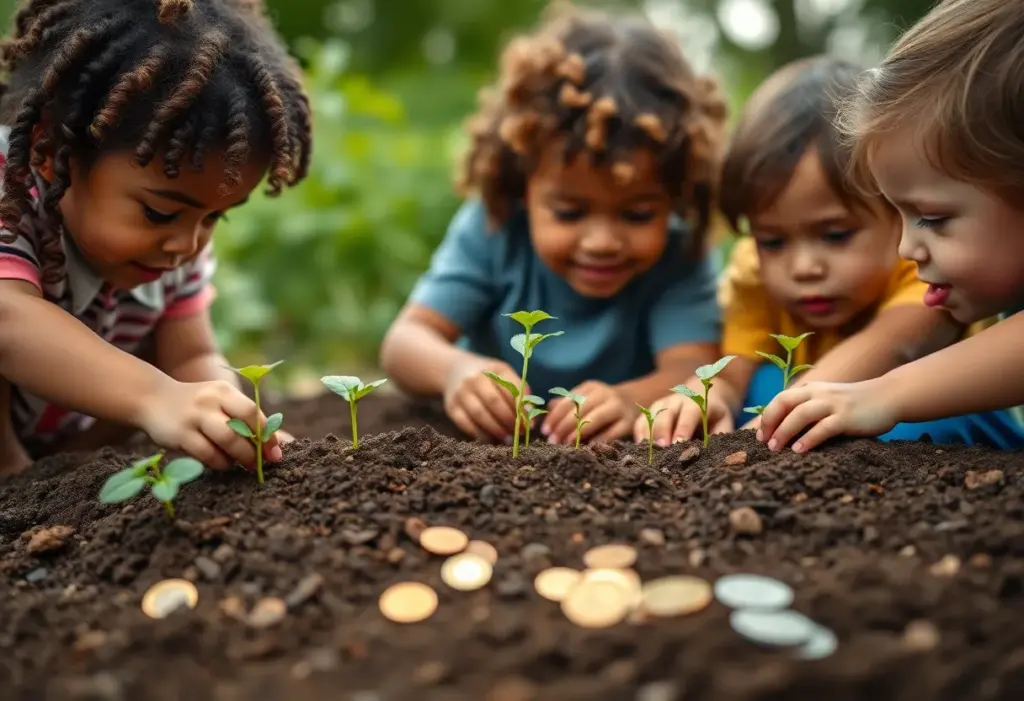 Children planting seeds of financial empowerment