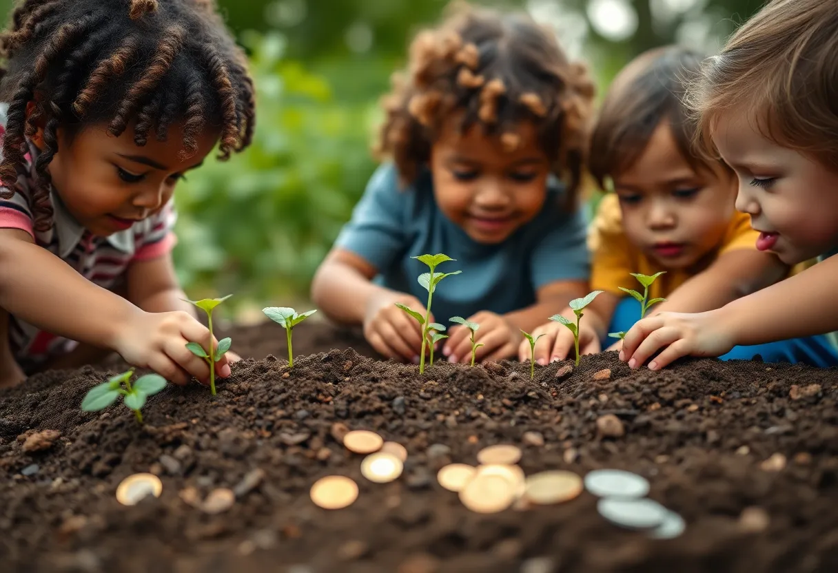 Children planting seeds of financial empowerment