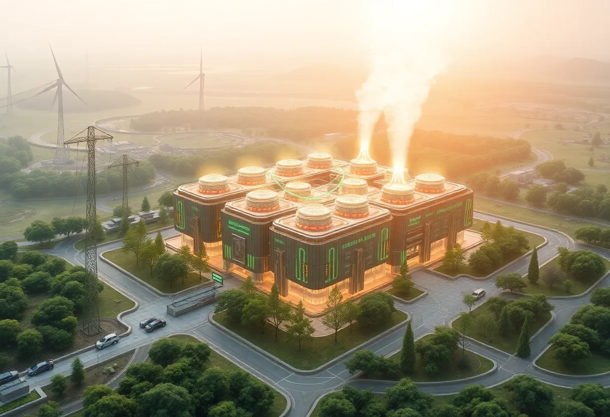 Conceptual image of a futuristic fusion power plant