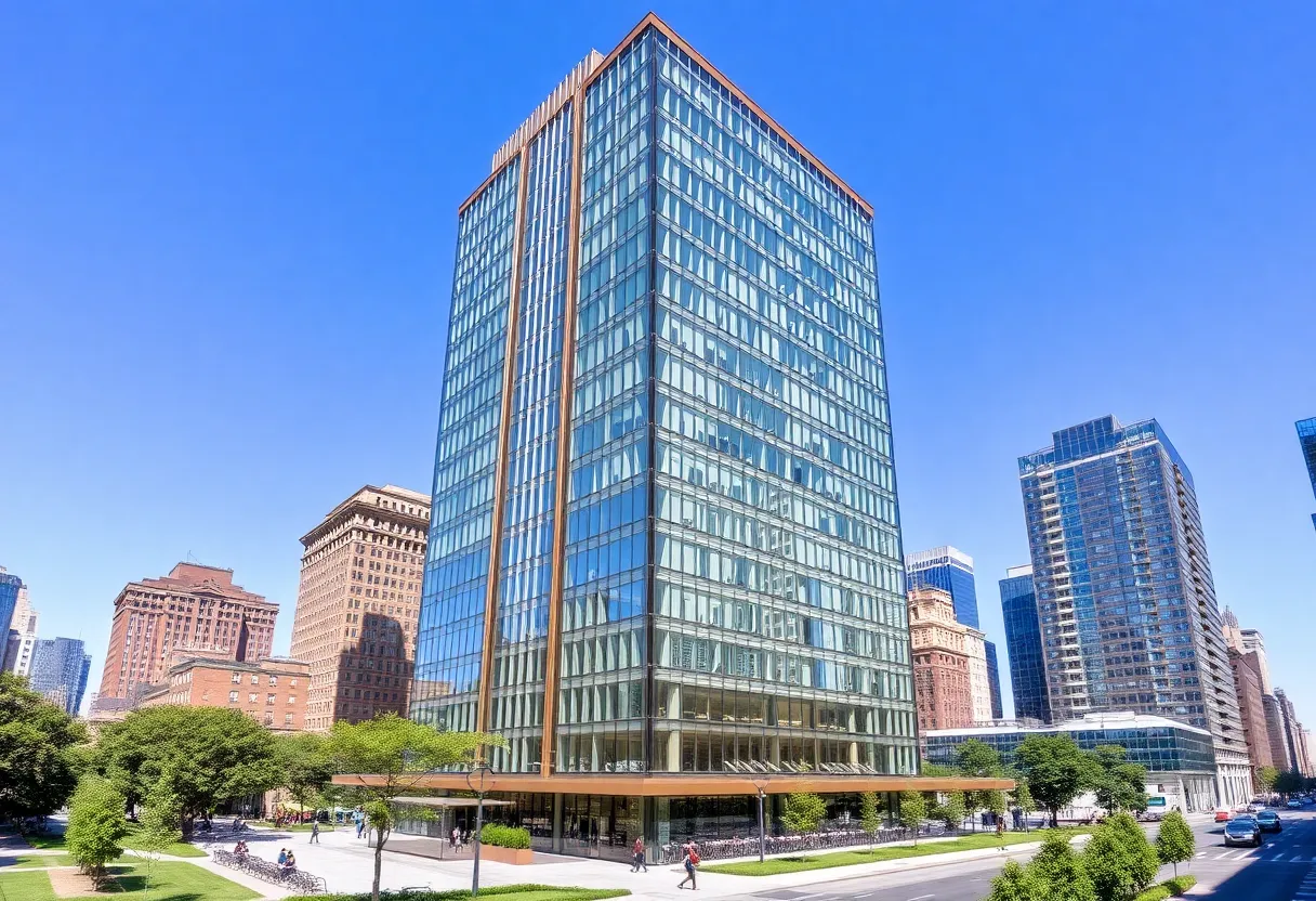 Exterior view of JPMorgan Chase's new global headquarters in Manhattan.