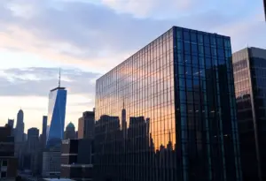 Corporate office building symbolizing financial investment strategy in New York City.