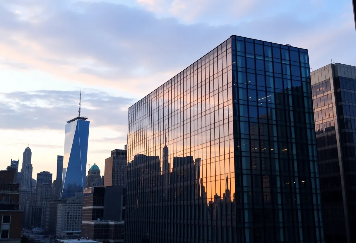 Corporate office building symbolizing financial investment strategy in New York City.