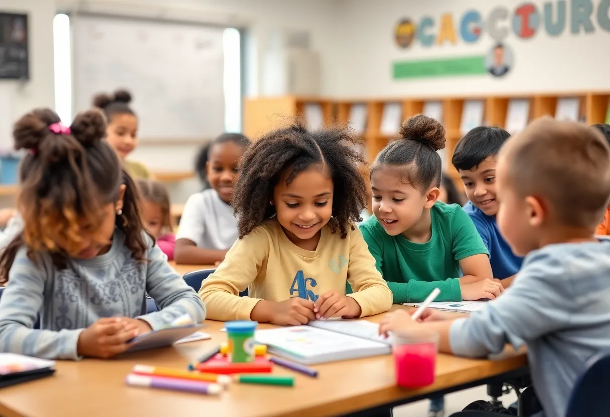 Students engaged in innovative learning activities in a classroom