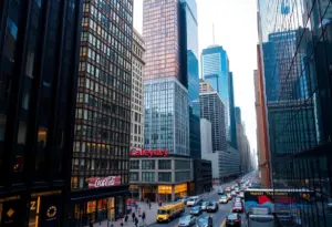 Midtown Manhattan with commercial office buildings