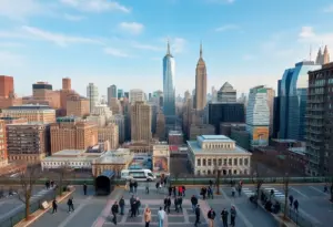A nearly empty Times Square in New York City illustrating the decline in tourism