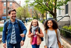 Family exploring a vibrant New York neighborhood