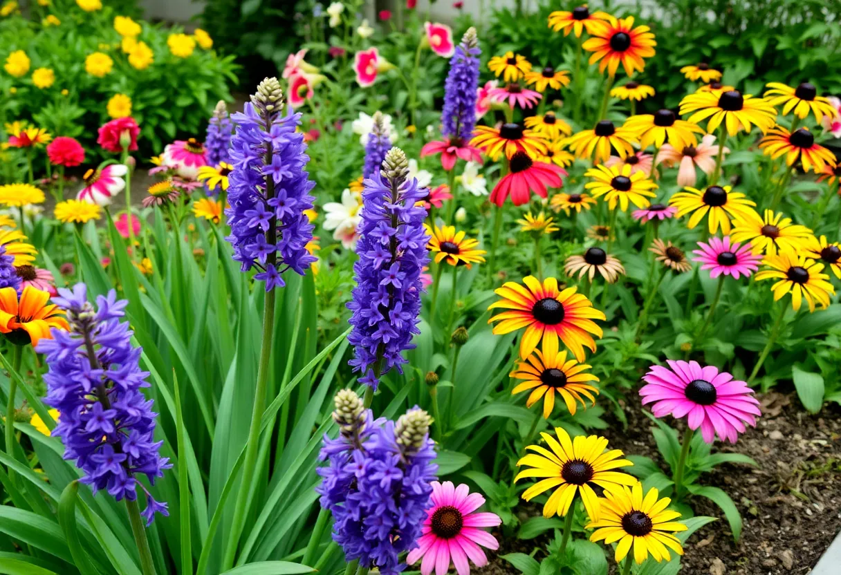 Colorful New York garden with easy-to-grow spring plants