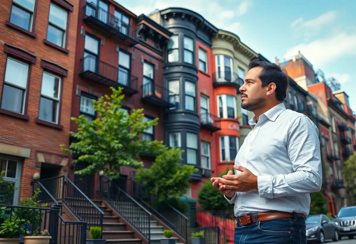 A real estate agent helping clients understand local buying trends in New York City.