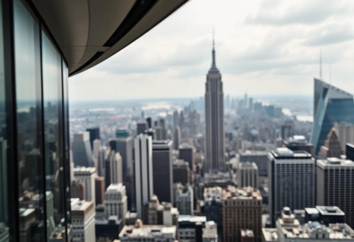 New York City skyline with business icons representing LLC transparency