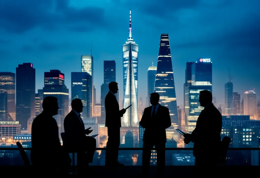 Business leaders discussing political dynamics in NYC