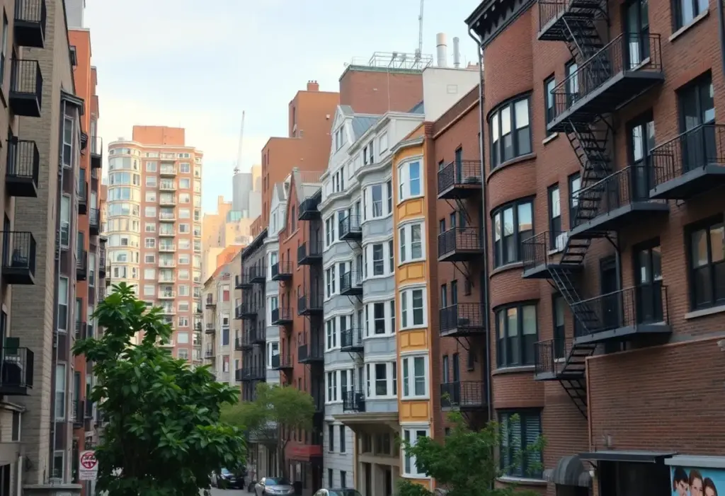Residential buildings in New York City showcasing community development.