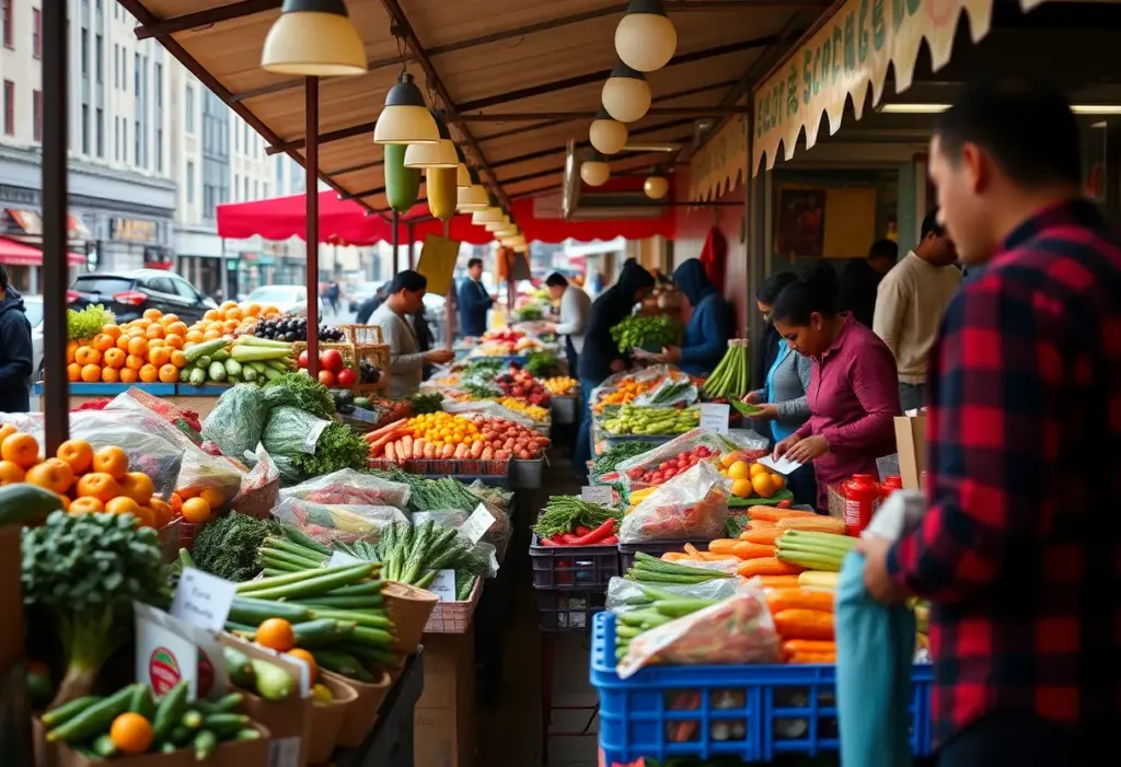 Community food market in New York City promoting healthy food access