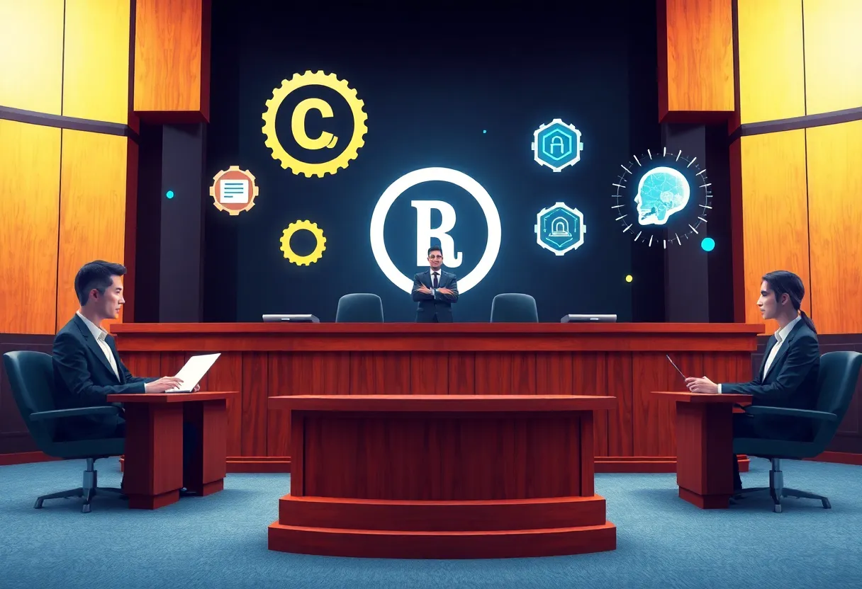 Image depicting a courtroom scene related to the New York Times lawsuit against Perplexity AI