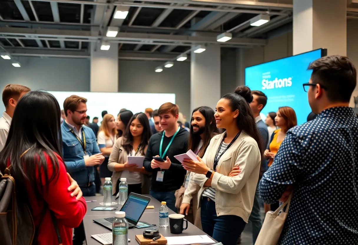 Entrepreneurs presenting innovative technology solutions at NYU competition