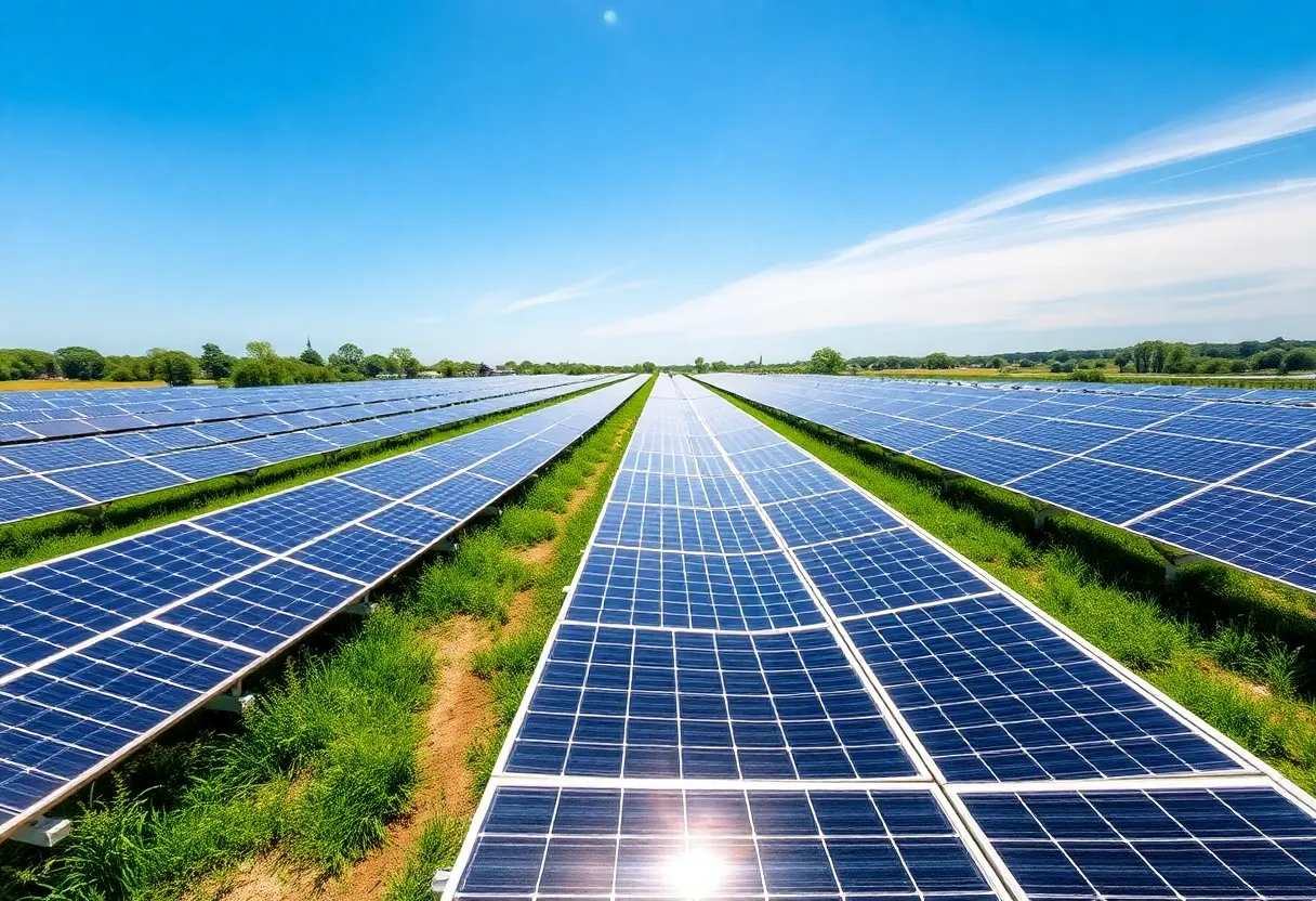 Solar panels in a solar farm in Buffalo, New York