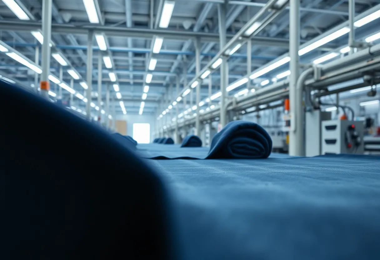 Advanced technology in denim manufacturing showcasing traceability and sustainability features.