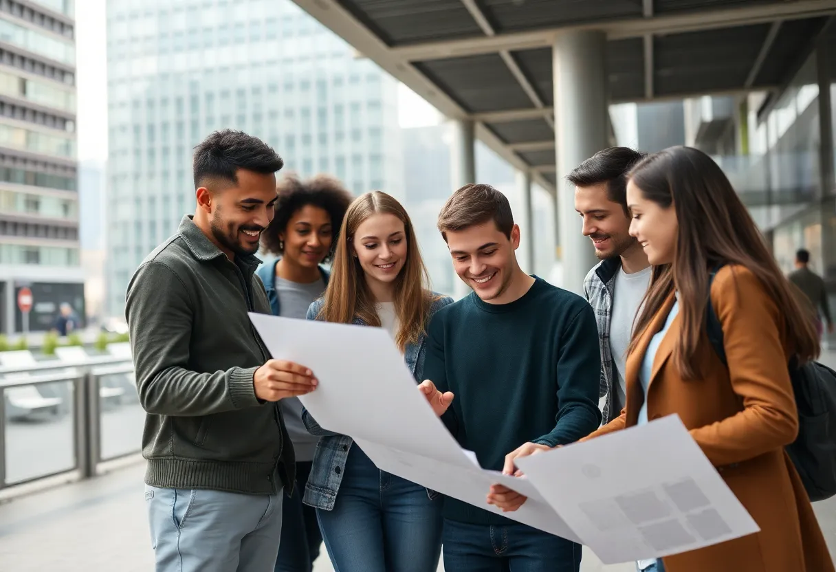 Young entrepreneurs collaborating on a business project in New York City