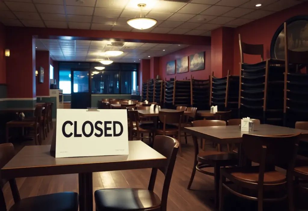 Interior of Swifty's Restaurant closed due to tax seizure