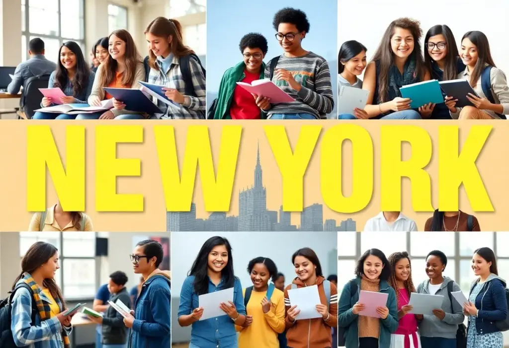 Students at various top public high schools in New York engaging in learning and activities.