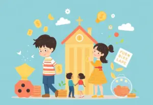 Illustration of financial growth for children through investment accounts.