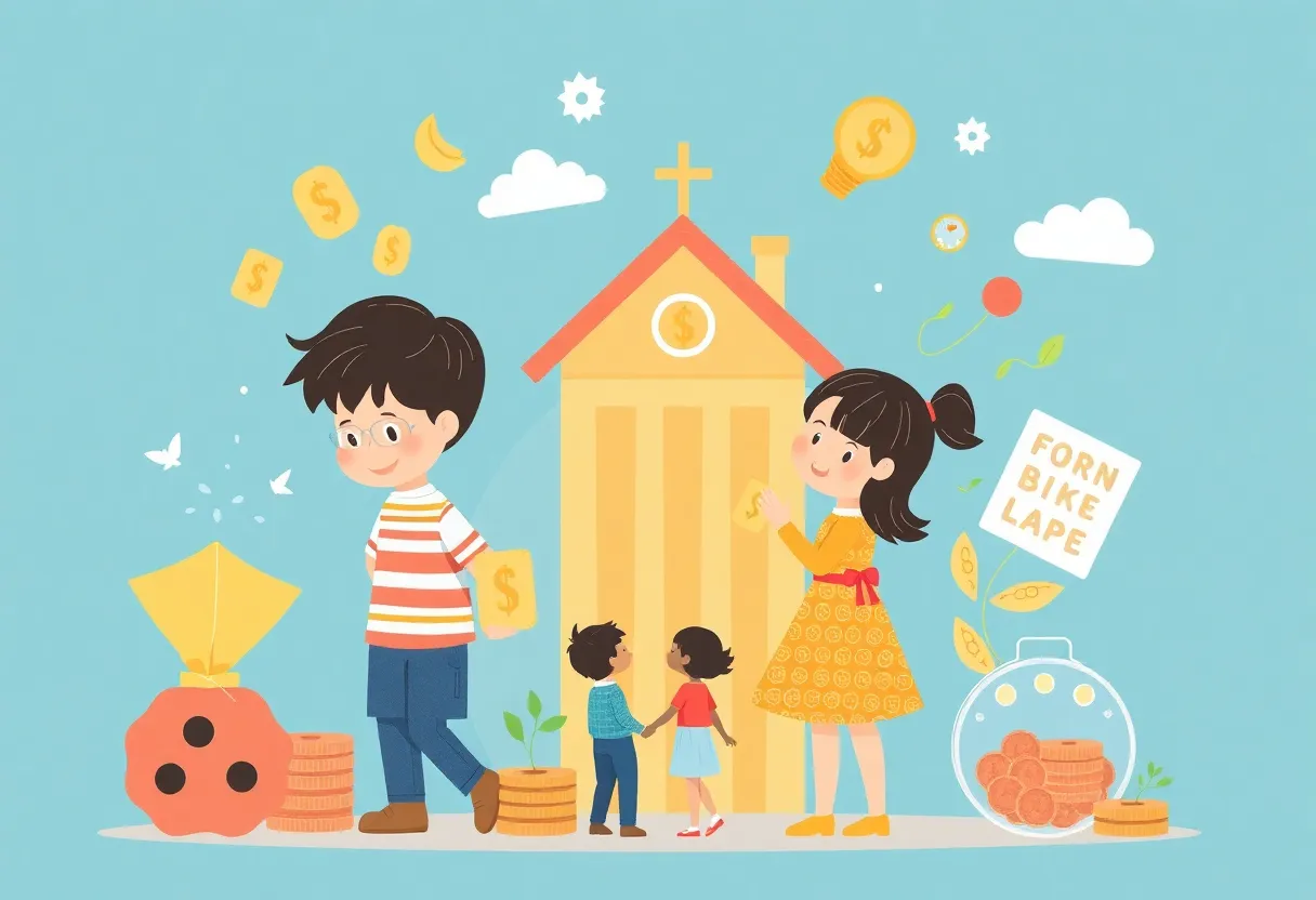 Illustration of financial growth for children through investment accounts.