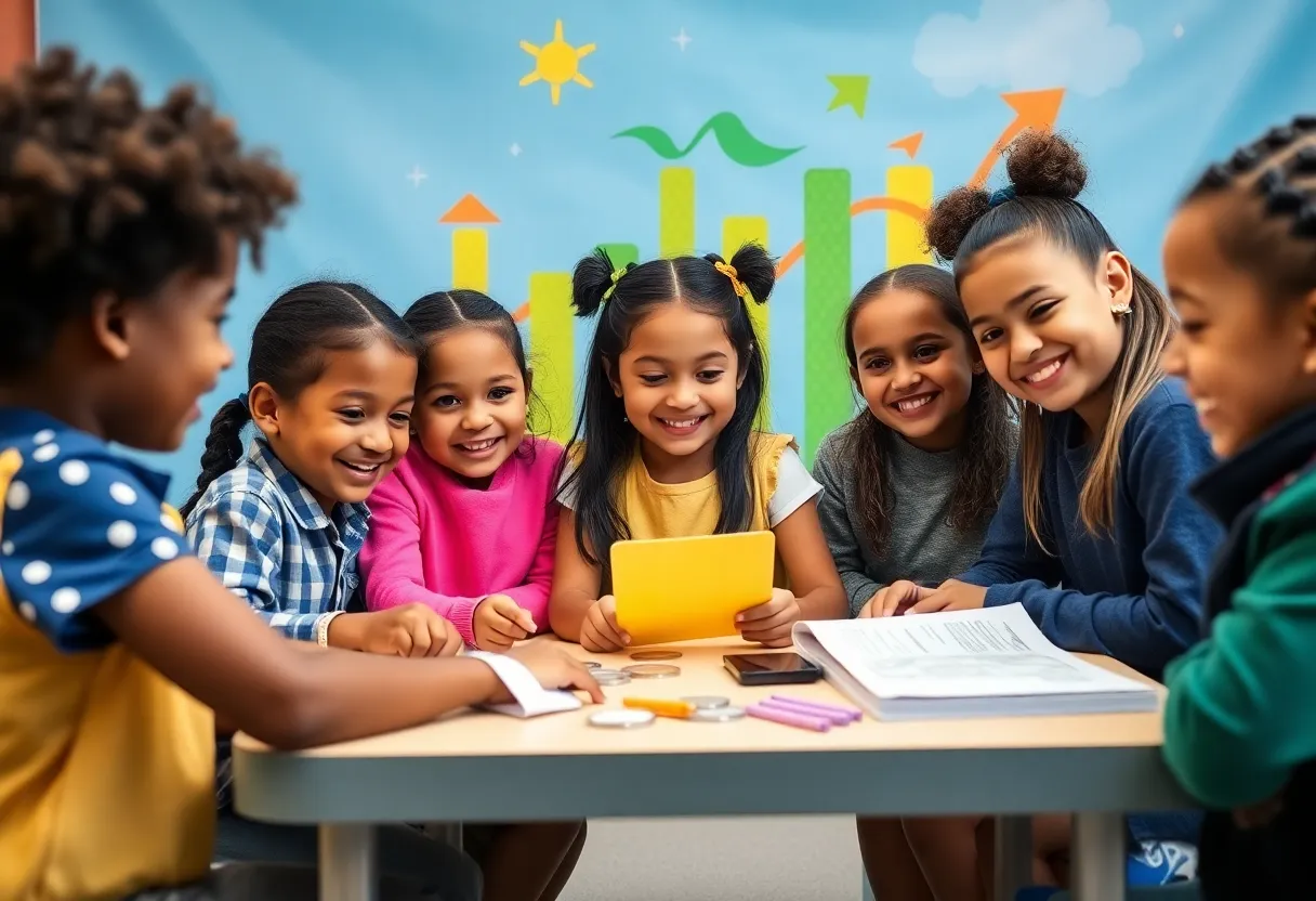 Children participating in financial literacy activities