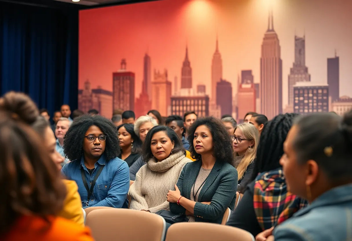 Community members participating in New York City housing hearings