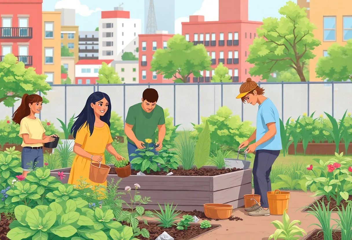 Community members engaged in sustainable practices for energy efficiency