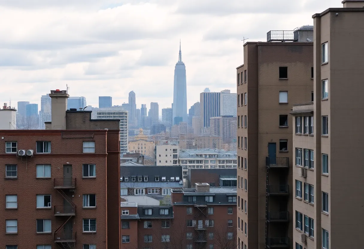 Skyline of New York City with residential buildings