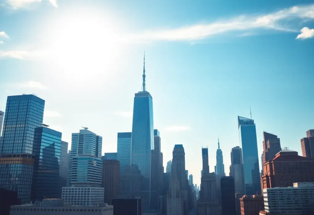Cityscape of New York showcasing financial buildings
