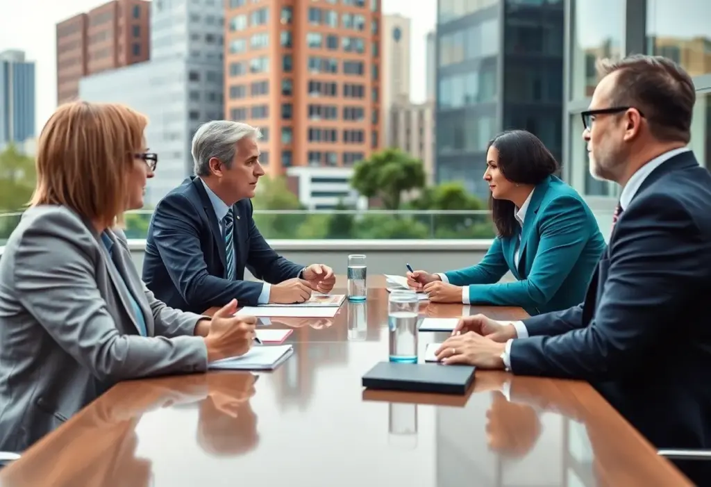 Business leaders and city officials engaging in discussion
