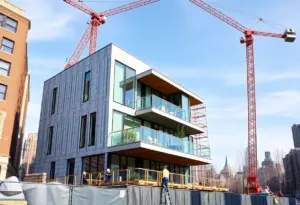 Construction site of a modern home in New York City.
