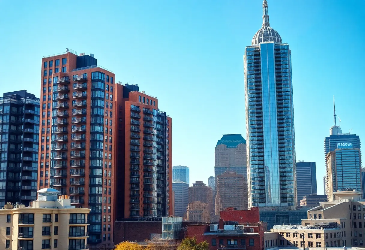 Skyline of New York City featuring various residential buildings