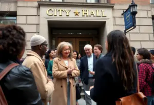 Community members engaging in discussion about city governance