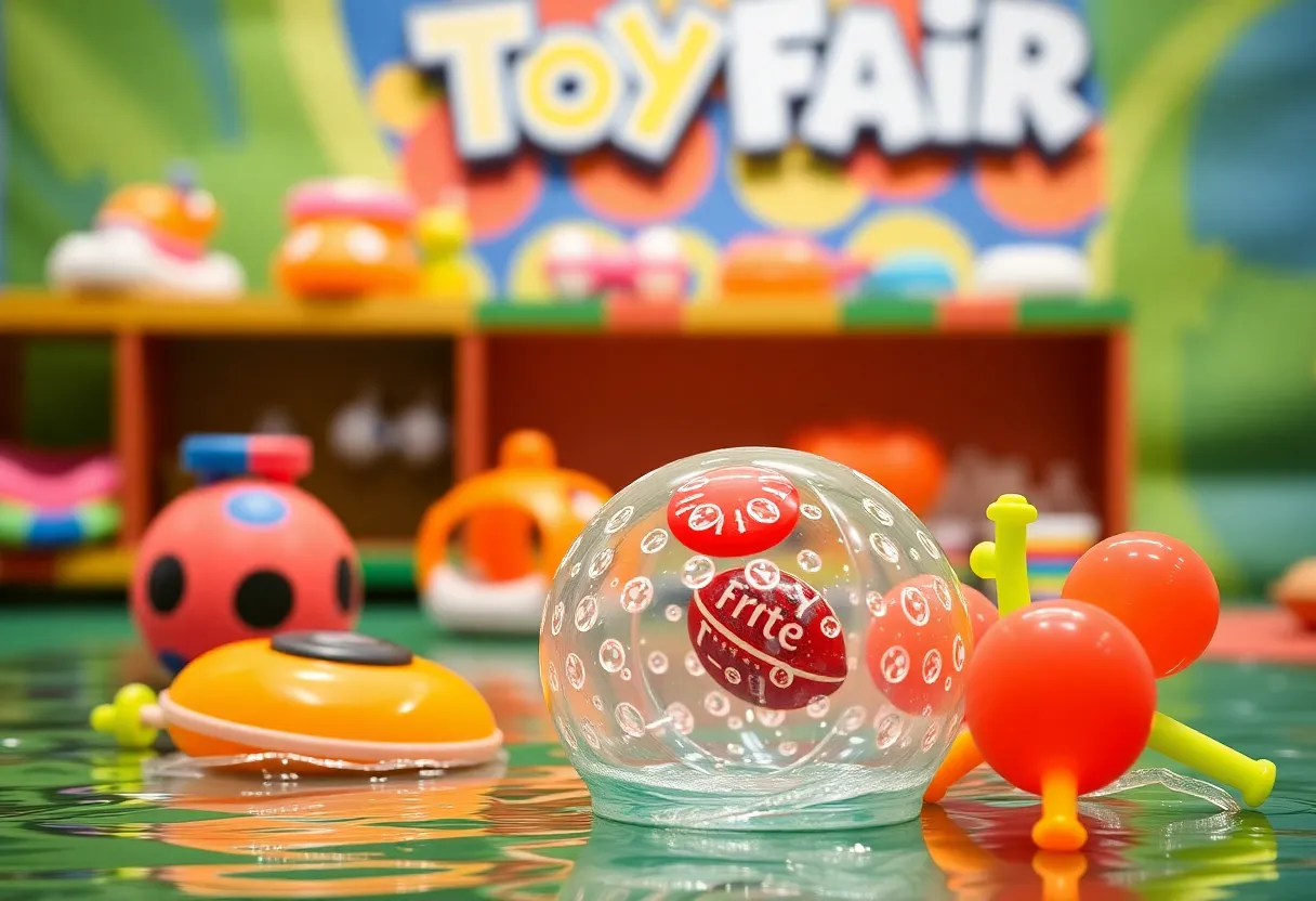 Display of Refresh Sports' eco-friendly outdoor toys at Toy Fair NY